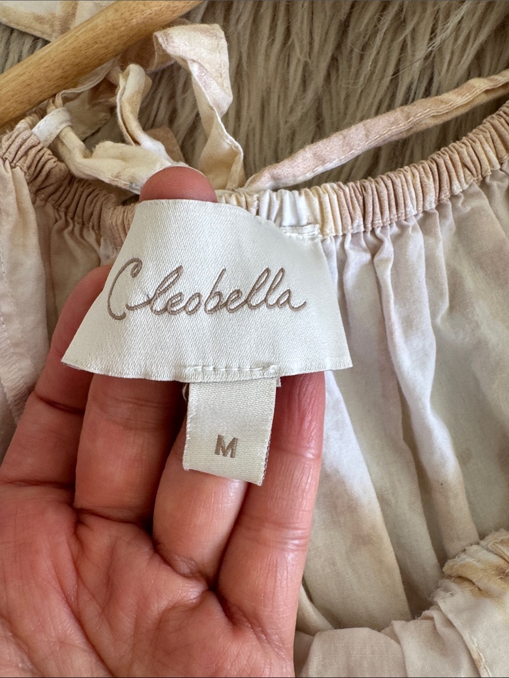 Cleobella Organic Cotton Puff Sleeve Midi Dress Cottagecore Size M Pockets - Picture 7 of 10